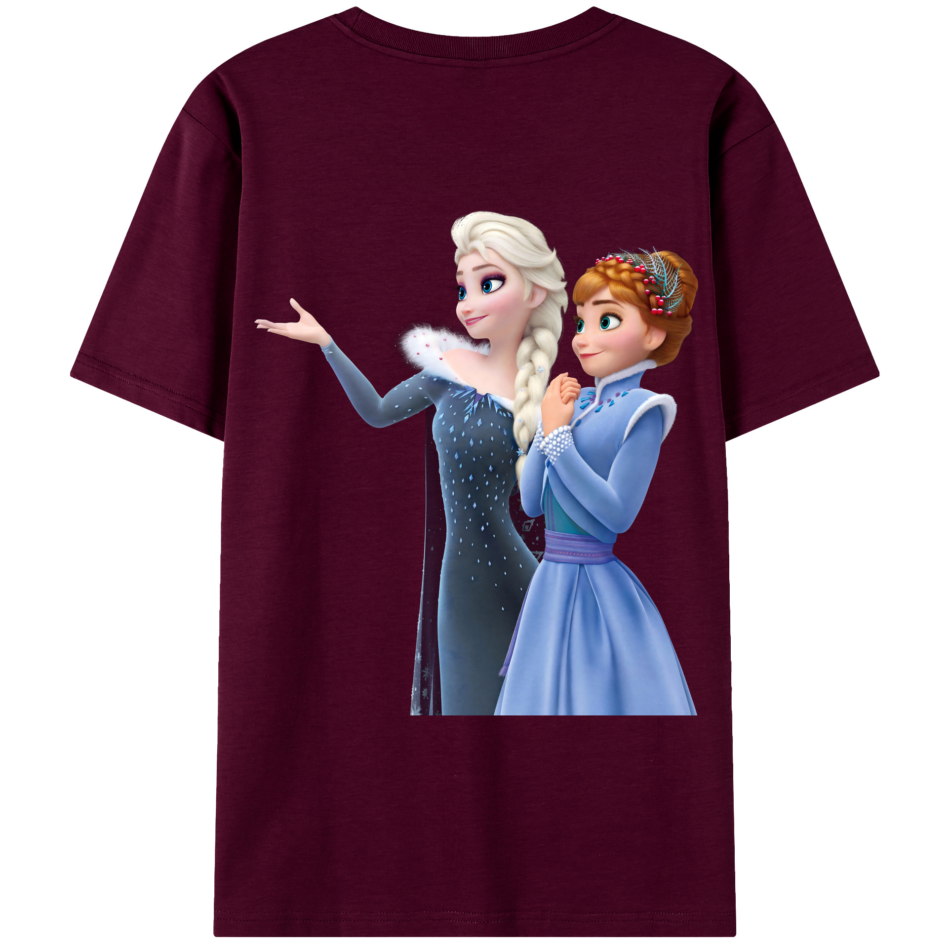 （画像用） アナと雪の女王 アンナ エルサ Frozen Anna Elsa レディース半袖Tシャツ(バックプリント)